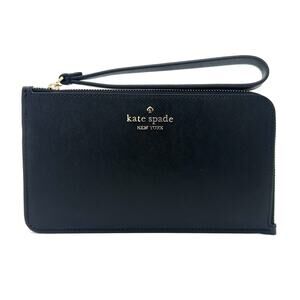 Kate Spade Lucy Medium L-Zip Wristlet in Black Leather KD546